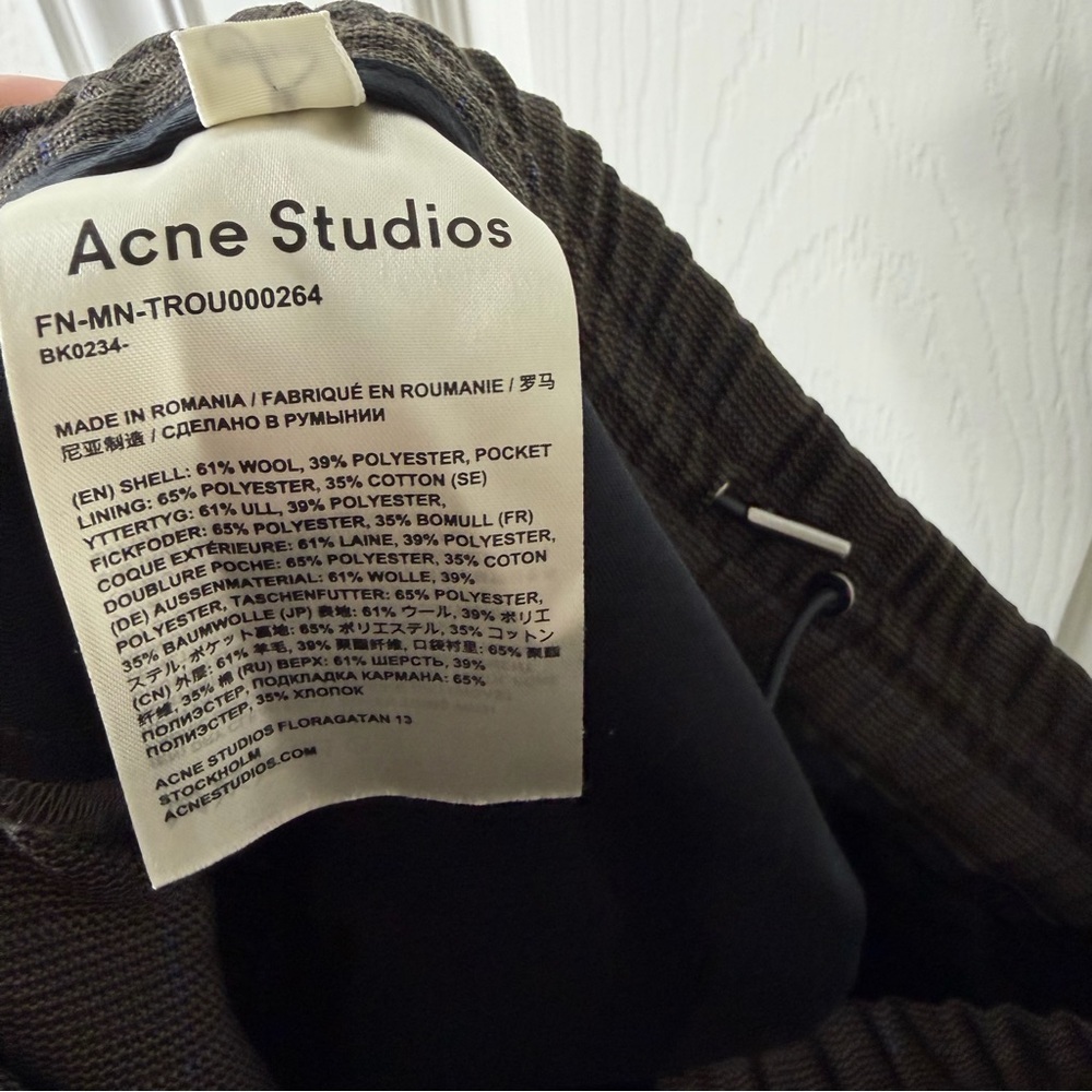 Acne Studios Men’s Ryder Wool Blend Trousers Pinstripe Pants Size 44 / US 34 - Picture 6 of 7
